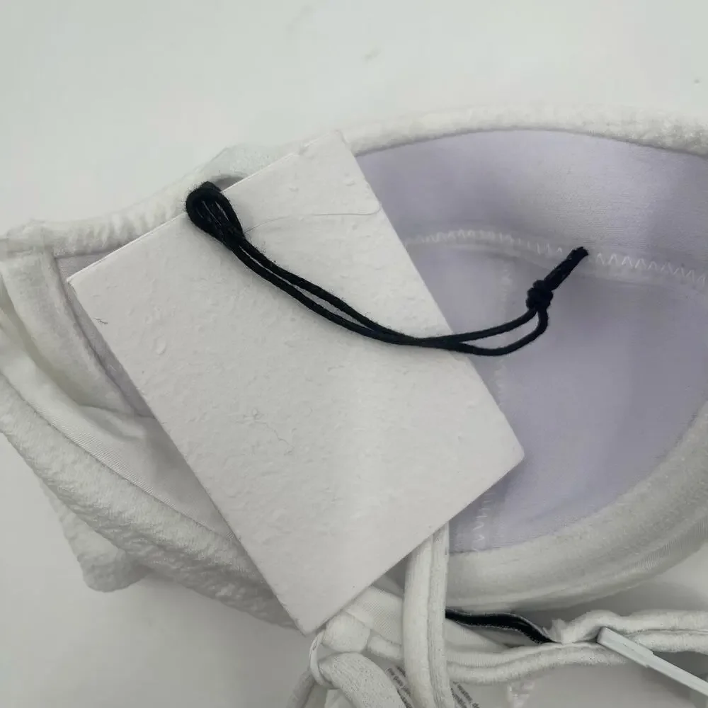 Onia Flora Bikini Top SZ Small Crinkle Texture White Black Pushup Swim Beach NWT